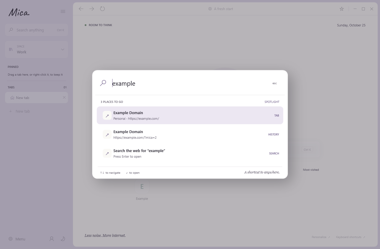 Spotlight search overlay